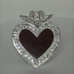 925 silver heart rhinestones photo frame